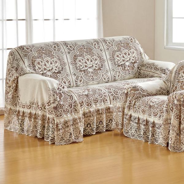 日本製 抗菌防臭加工 カチオンレース ソファカバー 3人掛け用