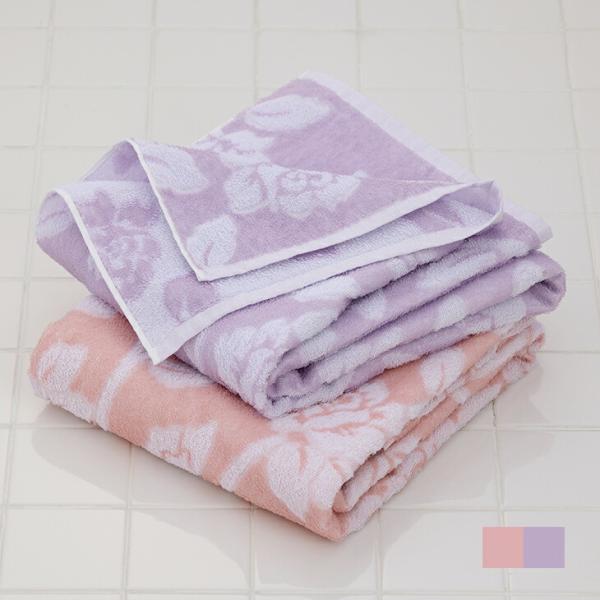 今治産ローズ柄バスタオル2枚組　62×123cm