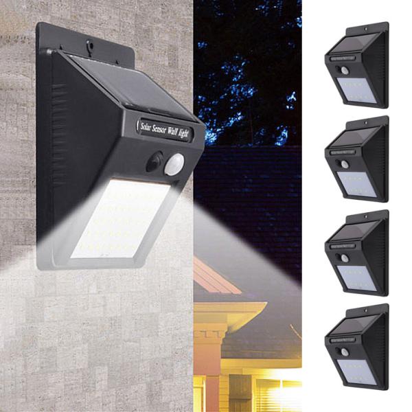 8灯LEDセンサーライト 4個組 照明 玄関 駐車場 屋外 庭 ガーデン 人感センサー ソーラー充電...