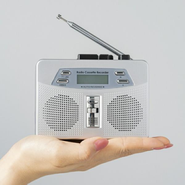 お散歩ラジカセ 携帯 小型ラジオ オートリバース カセット ワイドFM 防災 手のひらサイズ 小型 ...