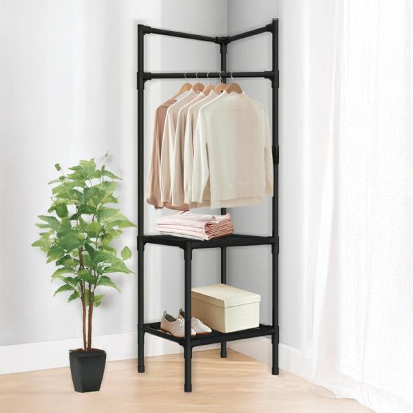 コーナーハンガーラック コートハンガー 衣類収納 おしゃれ 部屋角 省スペース スペース活用