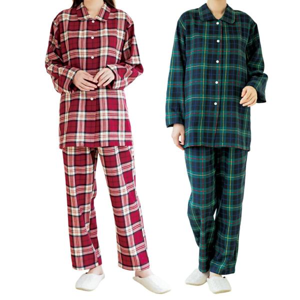 綿混起毛 婦人 パジャマ 2色組 レディース 寝巻