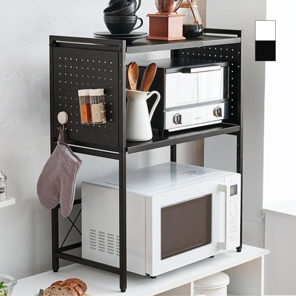 伸縮 レンジ上 キッチンラック 2段 卓上 KR-3752