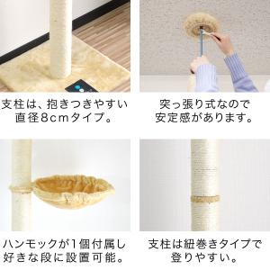 キャットツリー タワー 麻ひも 突っ張り 全高...の詳細画像4