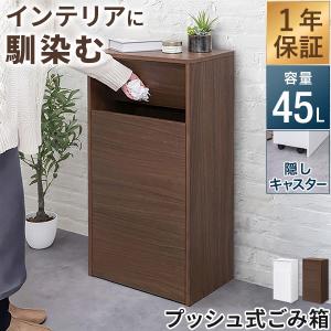 ゴミ箱 プッシュ式 45リットル ダストボックス スリム ふた付き 大容量 おしゃれ キャスター付き 店舗用 分別 角型 スクエア 袋が見えない 1年保証 送料無料