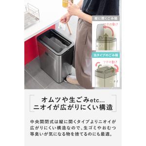 ゴミ箱 ステンレス スリム ペダル 中央開閉式...の詳細画像5