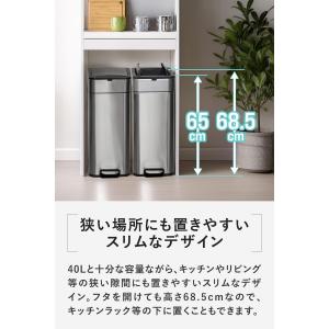 ゴミ箱 ステンレス スリム ペダル 中央開閉式...の詳細画像4