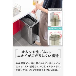 ゴミ箱 ステンレス スリム ペダル 中央開閉式...の詳細画像5
