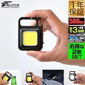 LEDライト 充電式 小型 作業灯 ミニ COBライト 投光器 2個セット LEDランタン 最大500lm USB充電 Type-C ランタン 小型 FIELDOOR 1年保証 送料無料 メール便