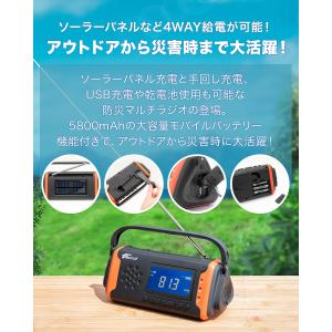 防災ラジオ 多機能 小型 高感度 手回し ソー...の詳細画像1