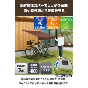 自転車置き場 屋根 サイクルガレージ 3台用 ...の詳細画像1