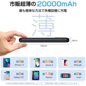モバイルバッテリー 軽量 大容量 20000m...の詳細画像2