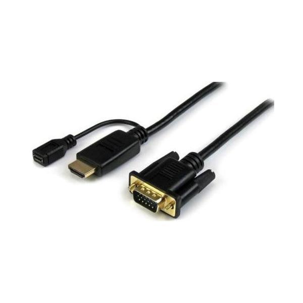 StarTech HD2VGAMM10 ブラック HDMI-VGAアクティブ変換ケーブルアダプタ (...