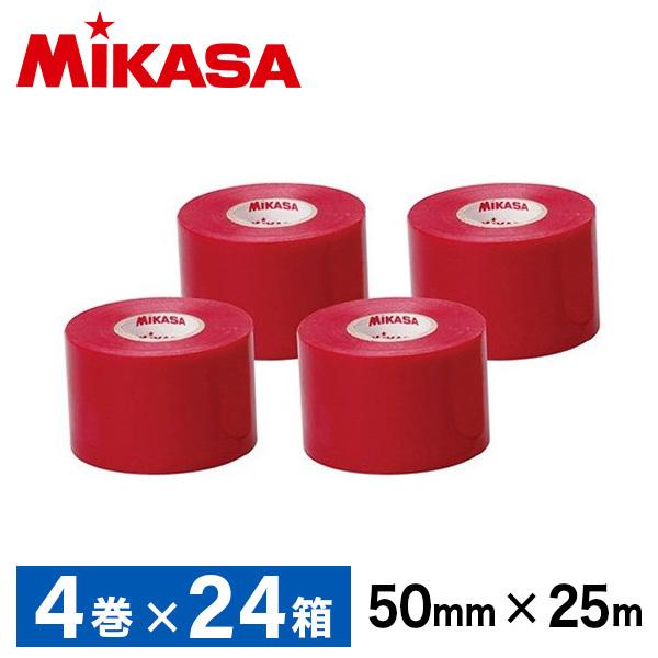 MIKASA LTV-5025 R ×24 ラインテープ ビニール レッド 50mm幅×25m×4巻...