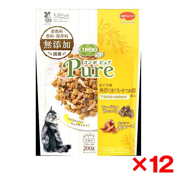12個セット 日本ペットフード コンボ ピュア キャット まぐろ味・角切りまぐろ・かつお節添え 20...