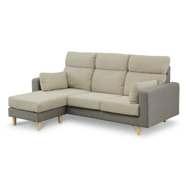 大川全家具協同組合 Nパトリック カウチソファー DGY/BE メーカー直送