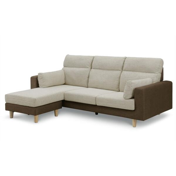 大川全家具協同組合 Nパトリック カウチソファー BR/BE メーカー直送