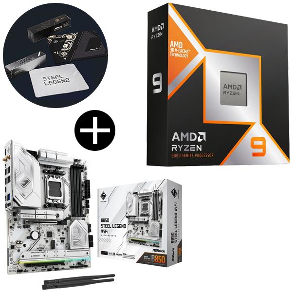AMD Ryzen 9 9950X3D CPU + ASRock B850 Steel Legend...
