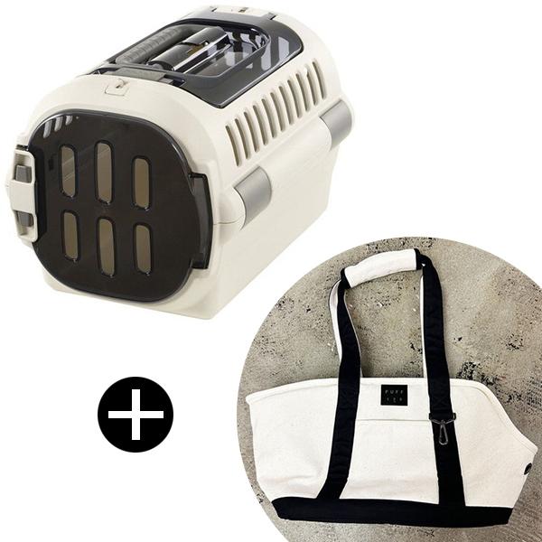 Richell キャンピングキャリーファイン ダブルドア S アイボリー + PUFF pet ca...