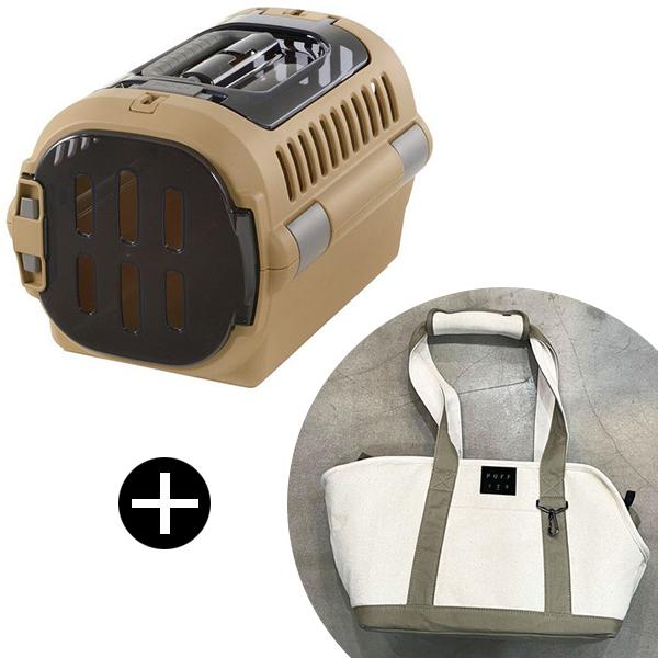 Richell キャンピングキャリーファイン ダブルドア S ブラウン + PUFF pet car...