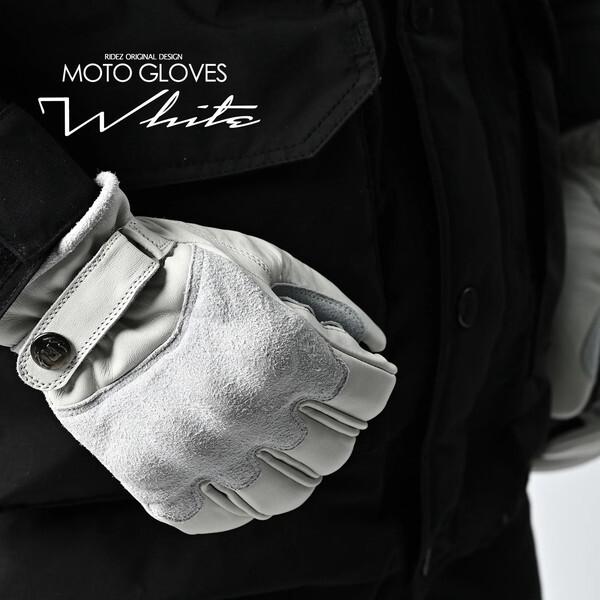 RIDEZ MOTO GLOVES REBEL OFF WHITE XL RLG2202 レザーグロ...