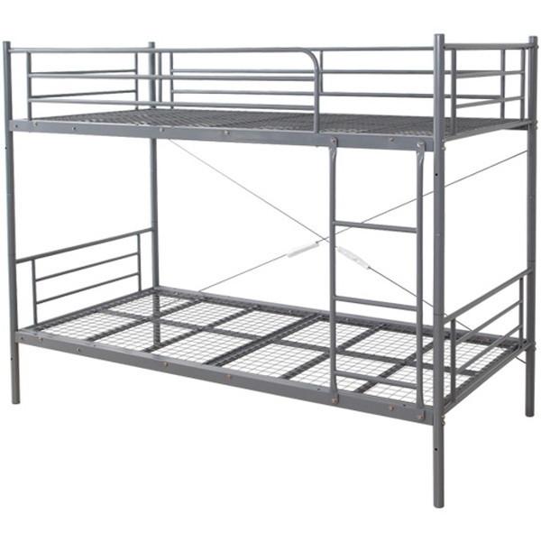 ホームテイスト HT80-17 パイプ二段ベッド Larch ラーチ シルバー メーカー直送