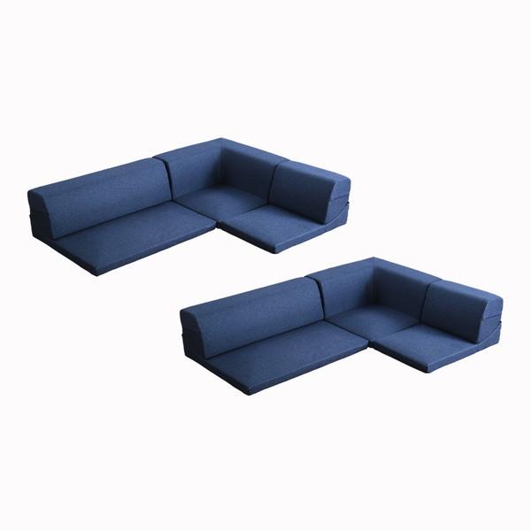 ホームテイスト SH-07-LNR2SET コーナーフロアソファ ロータイプ ファブリック 3人掛け...