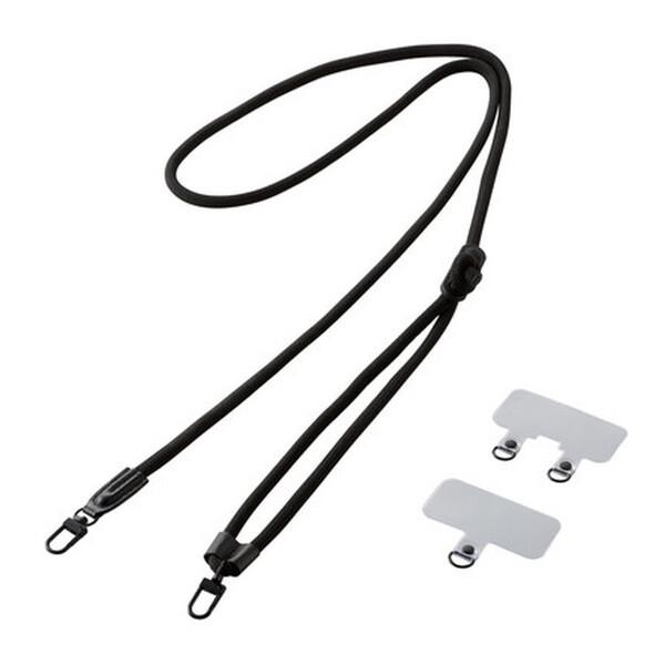 ELECOM P-STSDH2R06BK ブラック スマホショルダー ストラップ (42〜78cm ...