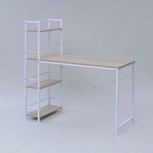 デスク 机 ラック付き 左右レイアウト可能 幅114 奥行52.5 高さ120cm 耐荷重60kg パソコンデスク 棚付き ラック付きデスク 学習机 勉強机 学習デスク