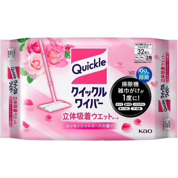 クイックルワイパー 立体吸着ウエットシート ローズ 32枚 花王