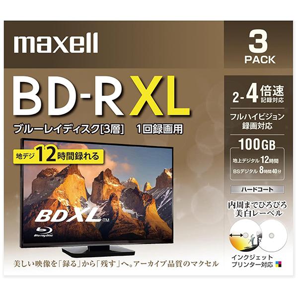 maxell BRV100WPE.3J 録画用ブルーレイディスク BD-R XL(2〜4倍速対応) ...