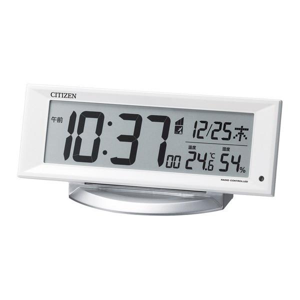 CITIZEN 8RZ202-003 電波 目覚まし時計 温湿度計付き 暗所自動点灯機能 白