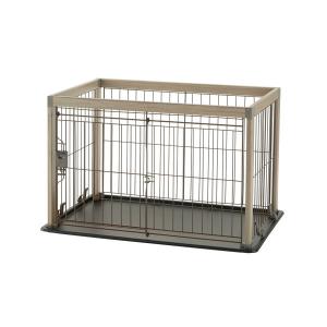 リッチェル 木製スライドペットサークル ワイド ダークブラウン ( 1台