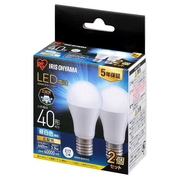 アイリスオーヤマ LDA4N-G-E17-4T62P LED電球 E17 広配光 40形相当 昼白色...