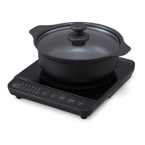 アイリスオーヤマ IHKP-T39124-B ブラック IHコンロ鍋セット1400W メーカー直送
