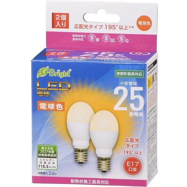 オーム電機 LDA3L-G-E17 IH23 2P LED電球 小形 E17 25形相当 電球色 2...