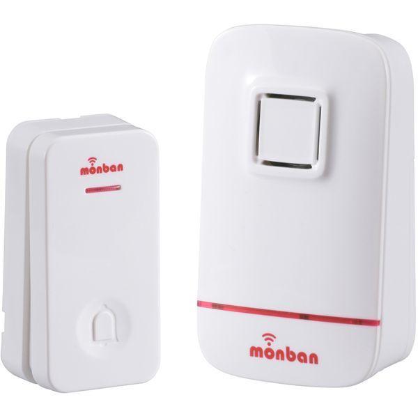オーム電機 OCH-EC80 monban ワイヤレスコールチャイム 押しボタン送信機+電池式受信機