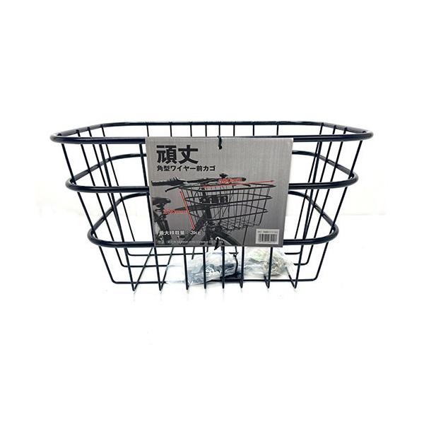 48411 角型頑丈ワイヤー前カゴ サギサカ ブラック