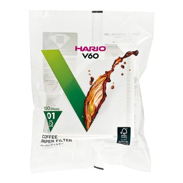 ペーパーフィルター100枚 V60用 HARIO VCF-01-100W 1〜2杯用 コーヒーフィル...