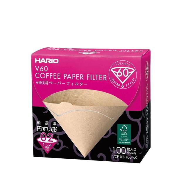 ペーパーフィルター100枚 V60用 HARIO VCF-02-100MK 1〜4杯用 コーヒーフィ...