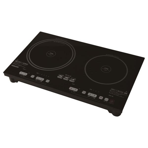 IHコンロ 卓上 2口 IHクッキングヒーター 山善 IH 一人暮らし YET-W1452-B 2口...