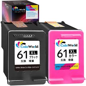 ColoWorld HP用 HP61 リサイクルインク ICチップ付 残量表示付 大容量タイプ (ブ...