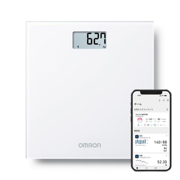 オムロン 体重計 ホワイト HN-300T2-JTW スマホ連動 データ自動転送 自動認識 乗るだけ...