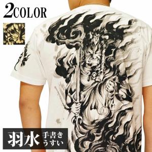 羽水[うすい] 閻魔大王 手描き 和柄Tシャツ/半袖/enma/送料無料