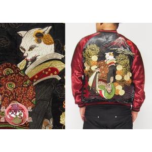 花旅楽団[ハナタビガクダン] 鳳凰総柄刺繍 リバーシブル和柄スカジャン