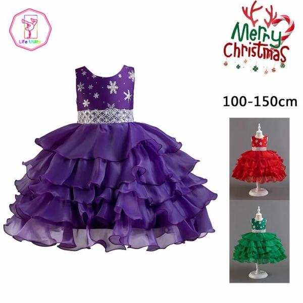 子供ドレス クリスマス ワンピース プリンセスドレス 女の子 ノースリーブ チュチュ 雪 ピアノ発表...