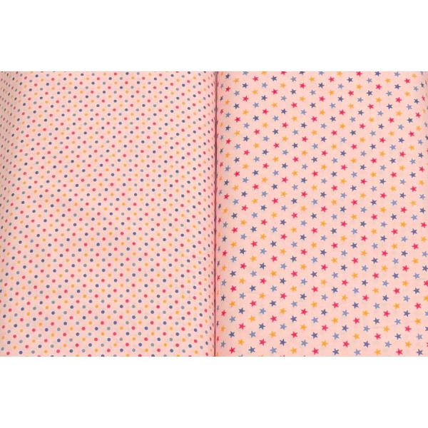 在庫限り スケア 生地 ピンク地 水玉 星 シーチング ドット スター 綿100% 約110cm巾 ...