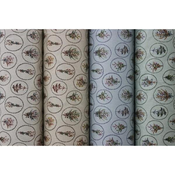 大特価！綿麻 生地 布 花柄 フラワー 花束柄 綿麻キャンバス FUWARI 染布【50cm以上10...