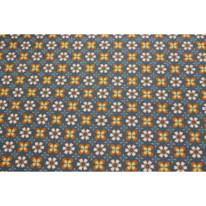 シーチング 生地 布 レトロ調 花柄 ブルーグレー 入園・入学 綿100% 約110cm巾 コスモテ...