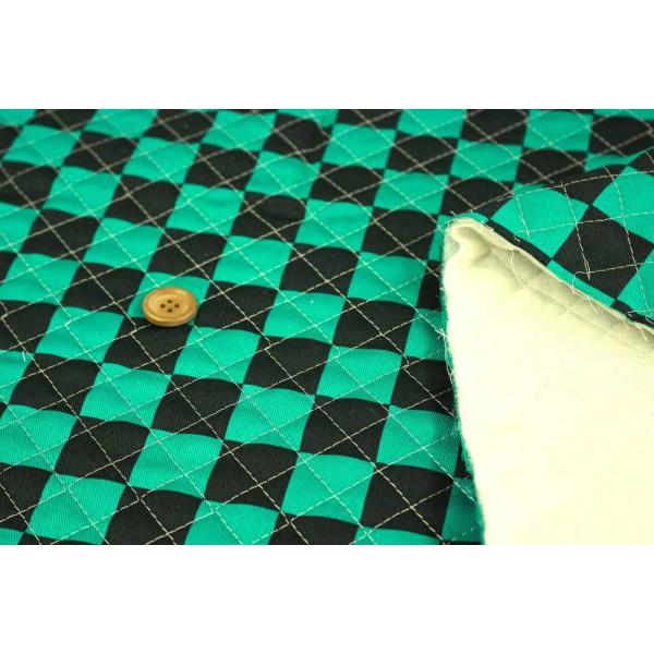 大特価！ 市松模様 キルティング 生地 チェック チェッカーフラッグ ブロックチェック グリーン×ブ...